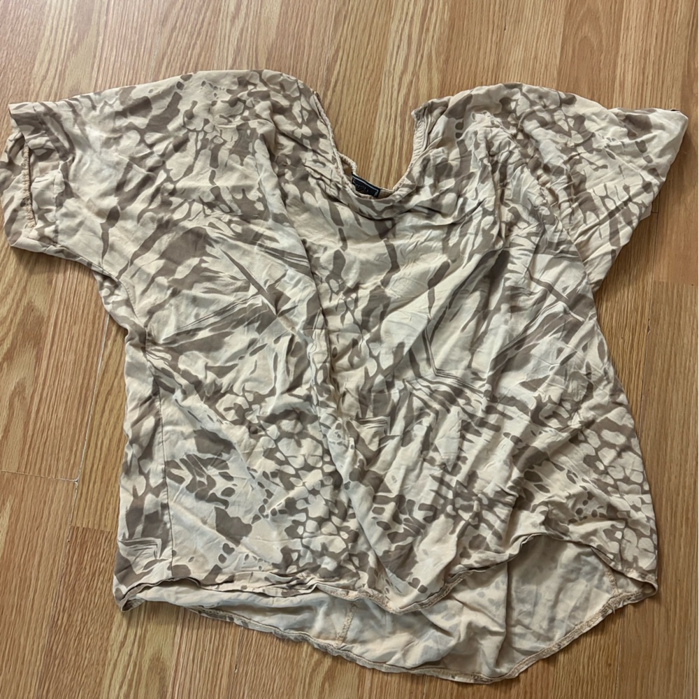 Stylish Beige Tie-Dye Women's Short Sleeve Top